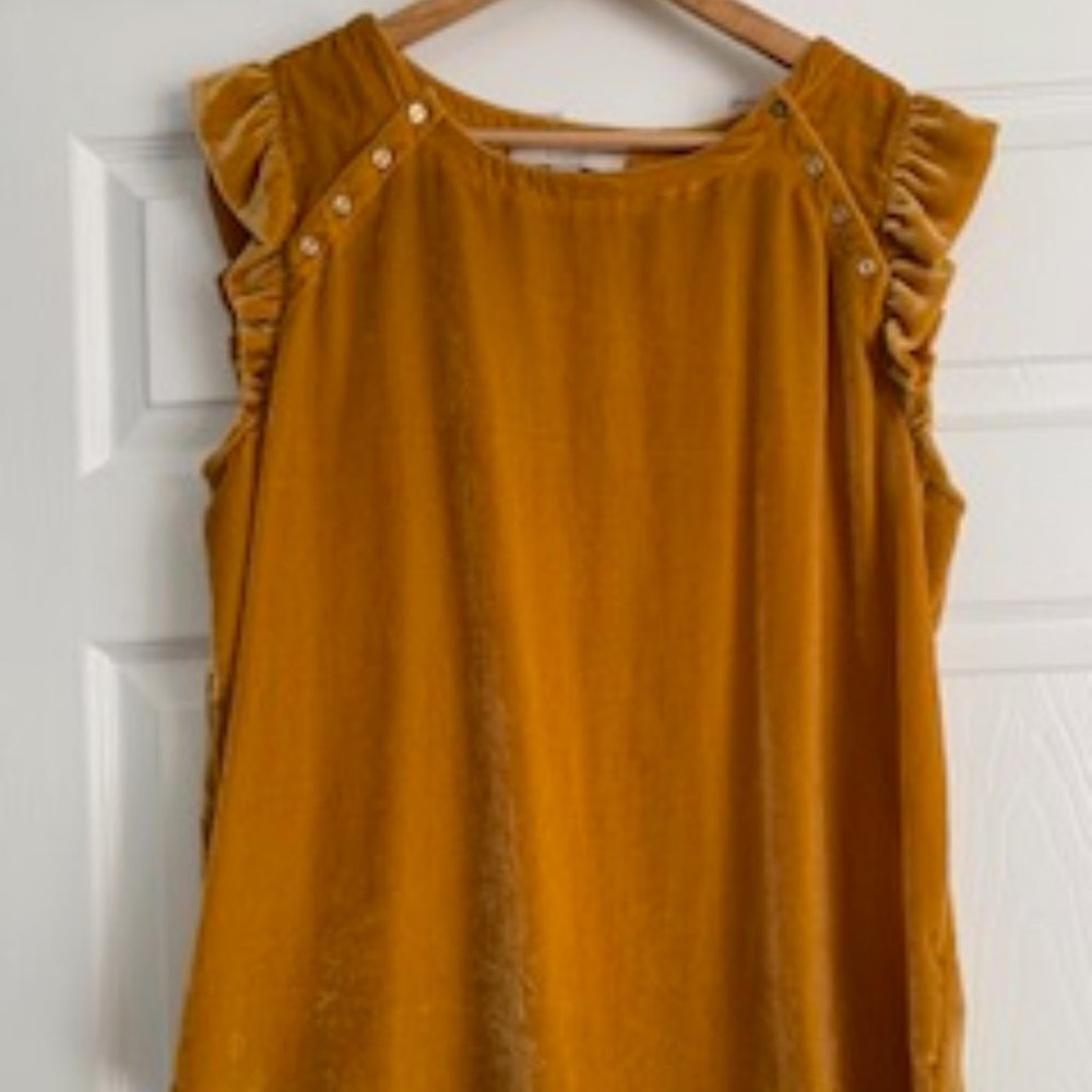 Loft Burnt Yellow Velour Top with snaps